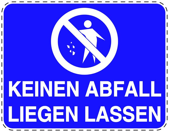 Mülltonnenaufkleber "Keinen Abfall liegen lassen" blau, horizontal LO-LITTER-H-10700-44