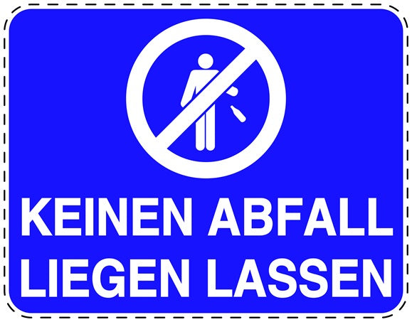 Mülltonnenaufkleber "Keinen Abfall liegen lassen" blau, horizontal LO-LITTER-H-10800-44