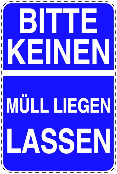 Mülltonnenaufkleber "Bitte keinen Müll liegen lassen" blau, vertikal LO-LITTER-V-10100-44