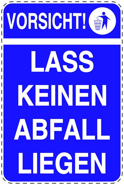 Mülltonnenaufkleber "Vorsicht! Lass keinen Abfall liegen" blau, vertikal LO-LITTER-V-10200-44