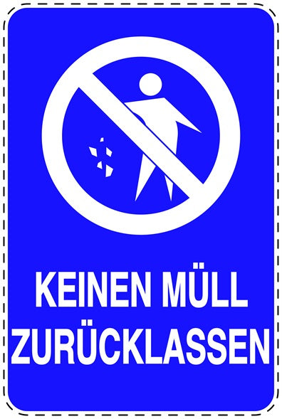 Mülltonnenaufkleber "Keinen Müll zurücklassen" blau, vertikal LO-LITTER-V-10400-44