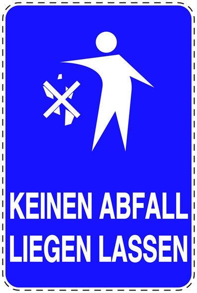 Mülltonnenaufkleber "Keinen Abfall liegen lassen" blau, vertikal LO-LITTER-V-10500-44