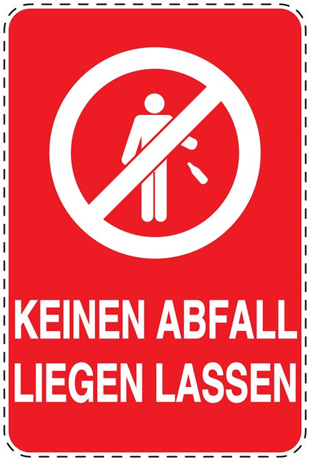 Mülltonnenaufkleber "Keinen Abfall liegen lassen" rot, horizontal LO-LITTER-V-10800-14