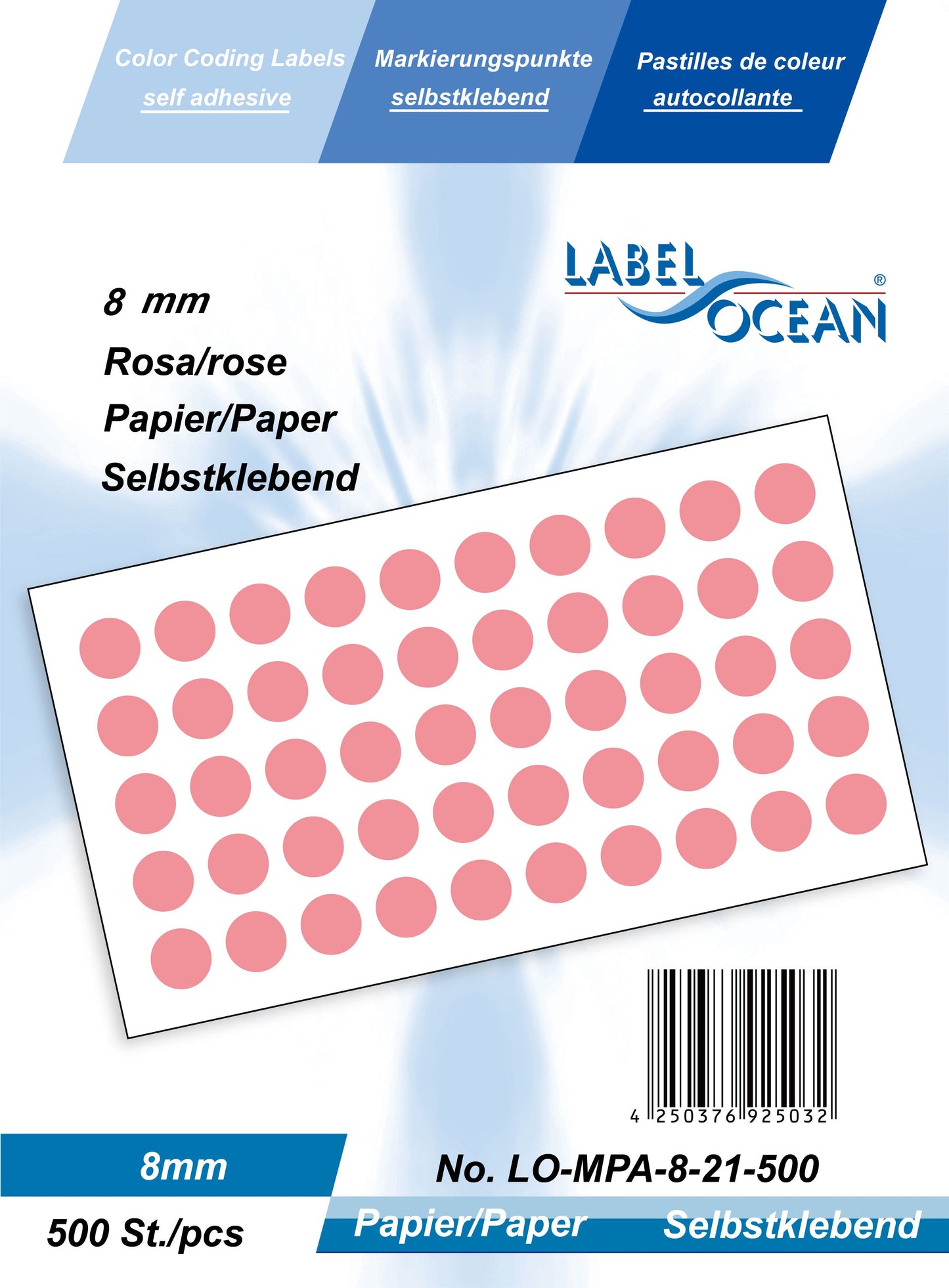 5000 Markierungspunkte 8 mm aus Papier selbstklebend auf Rolle MPA-8