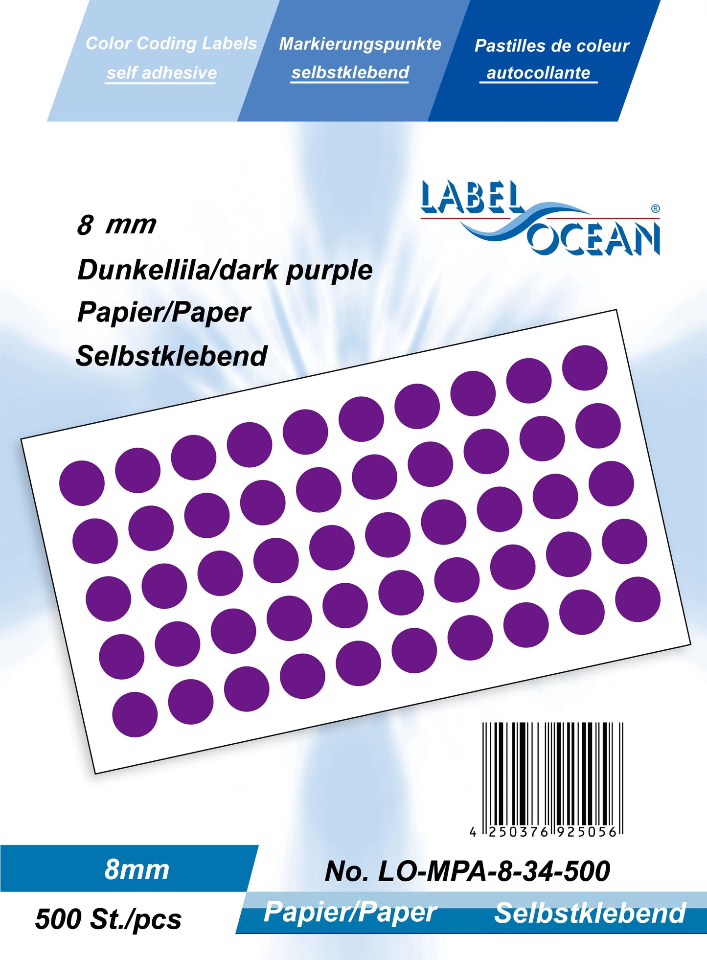 5000 Markierungspunkte 8 mm aus Papier selbstklebend auf Rolle MPA-8