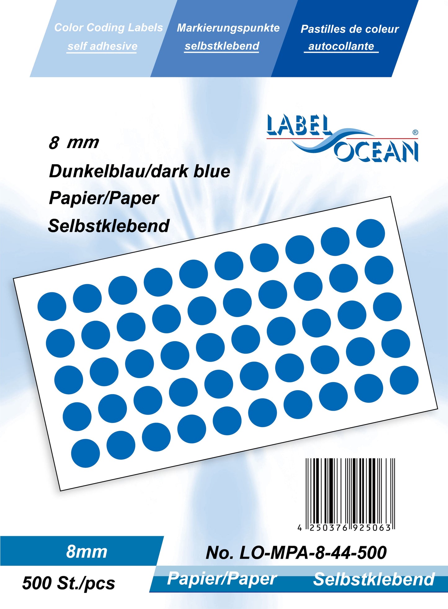 5000 Markierungspunkte 8 mm aus Papier selbstklebend auf Rolle MPA-8