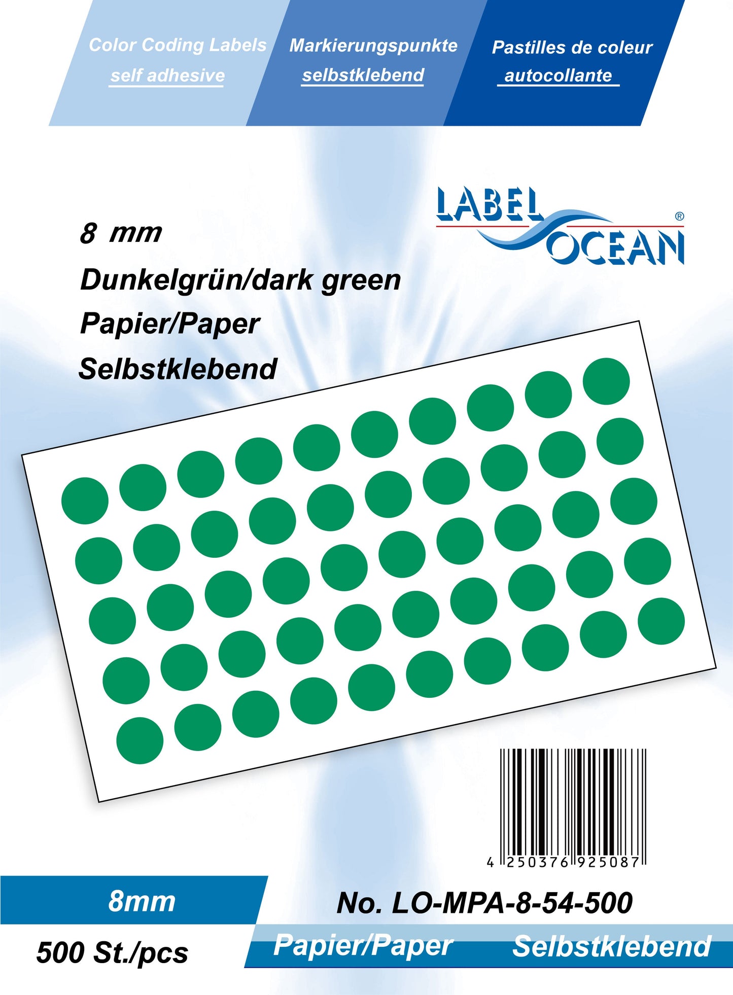 5000 Markierungspunkte 8 mm aus Papier selbstklebend auf Rolle MPA-8