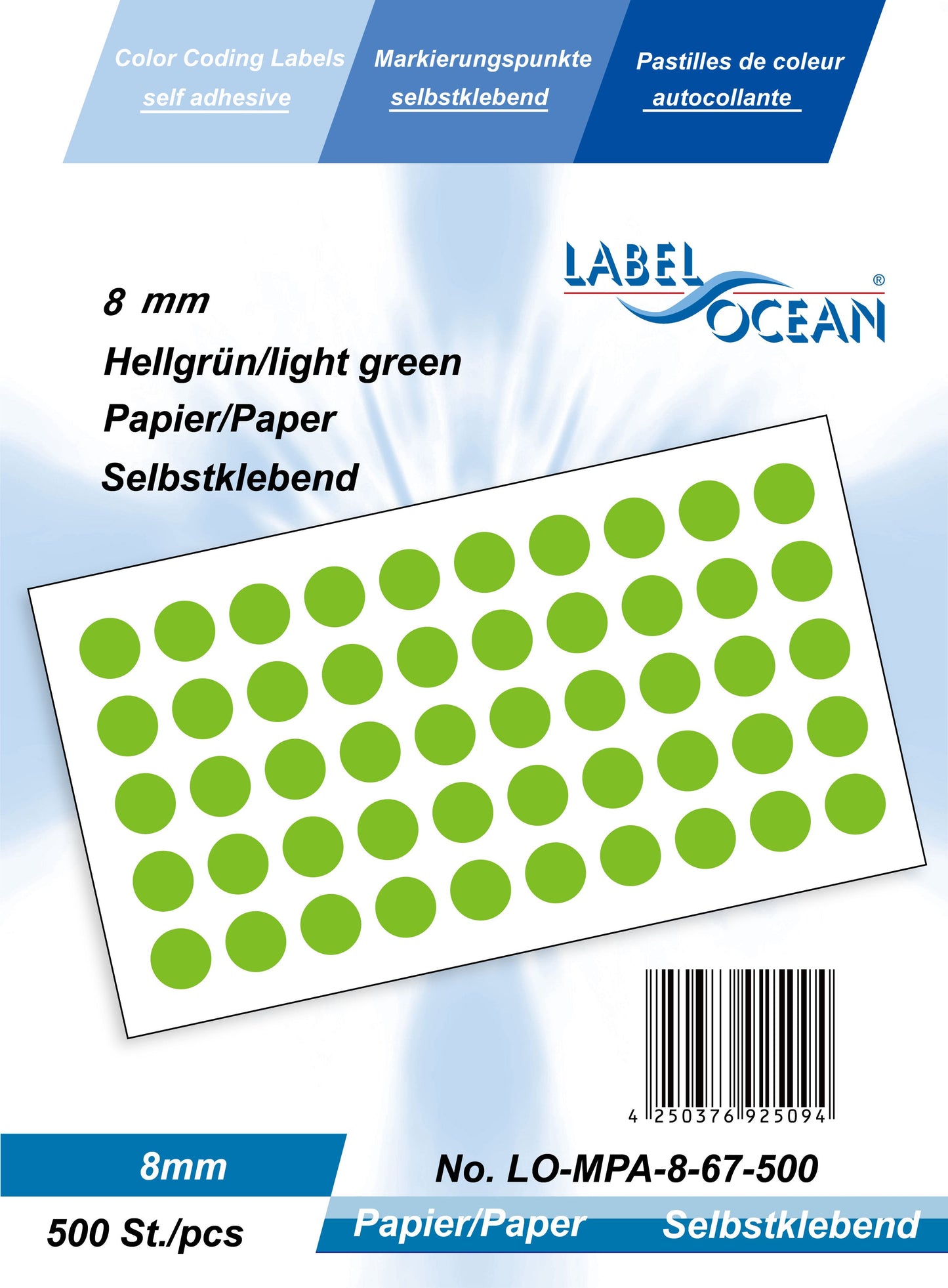 5000 Markierungspunkte 8 mm aus Papier selbstklebend auf Rolle MPA-8