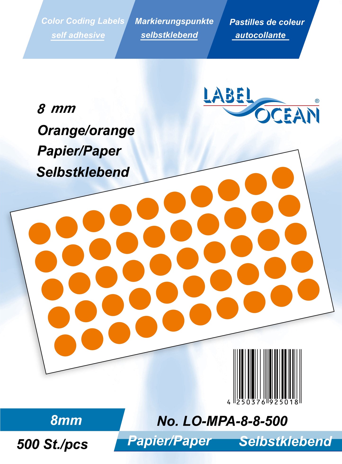 5000 Markierungspunkte 8 mm aus Papier selbstklebend auf Rolle MPA-8