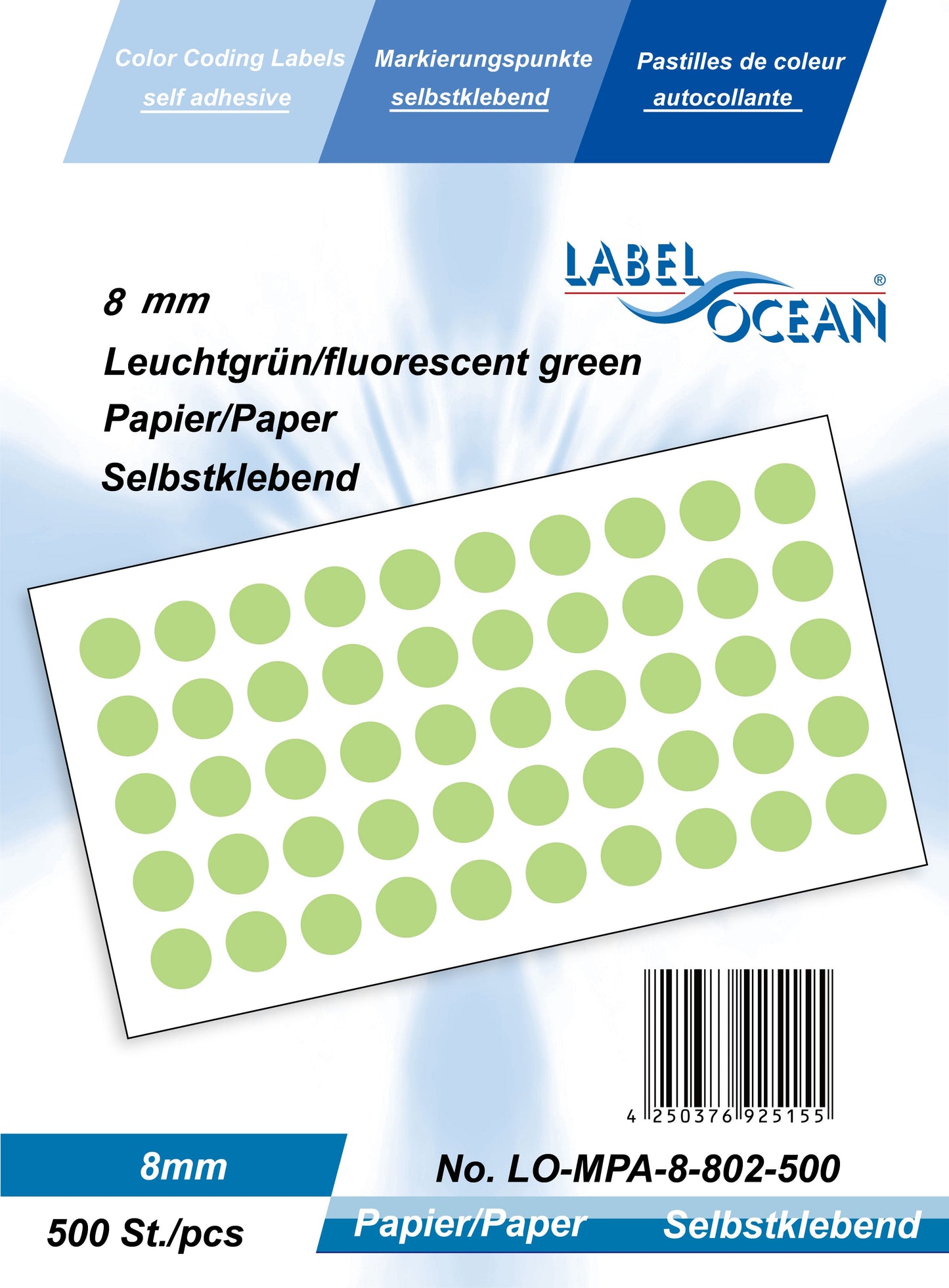 5000 Markierungspunkte 8 mm aus Papier selbstklebend auf Rolle MPA-8