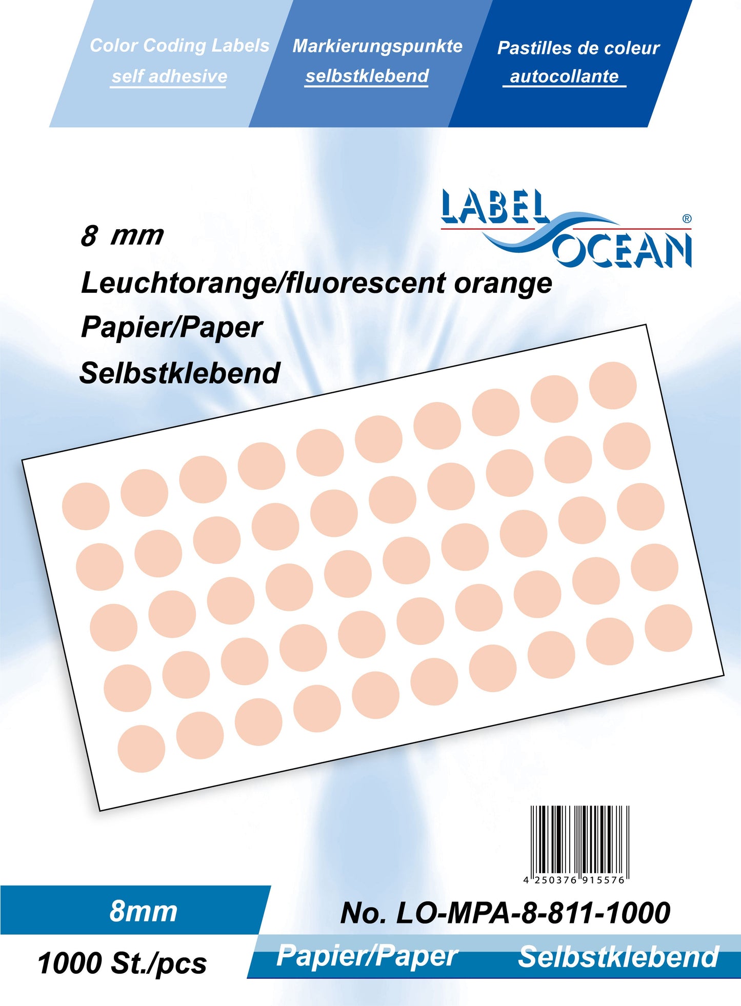 5000 Markierungspunkte 8 mm aus Papier selbstklebend auf Rolle MPA-8