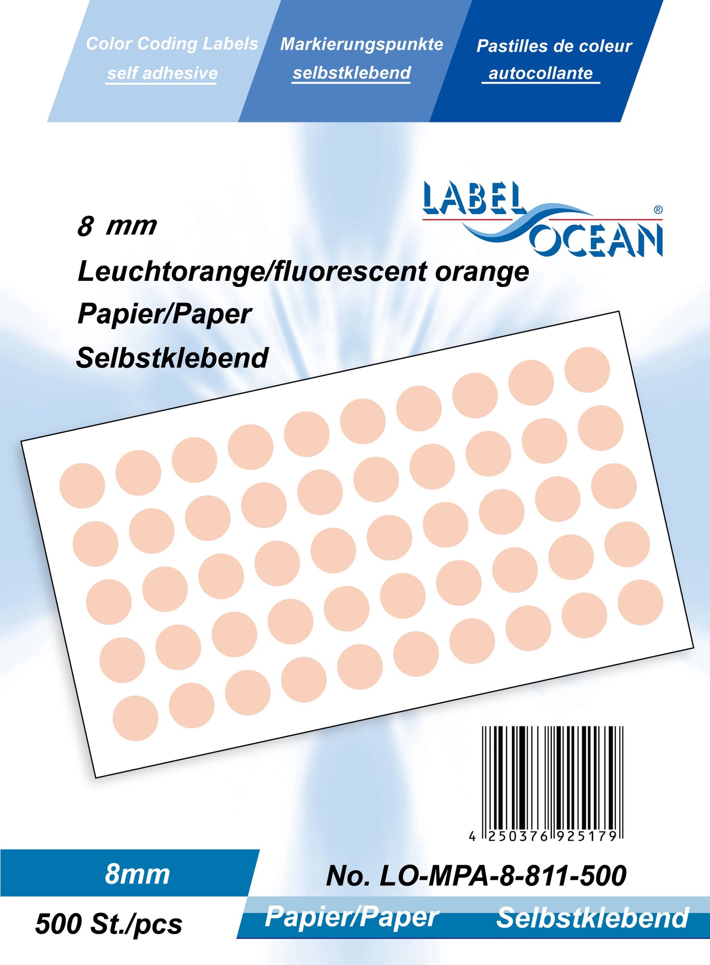 5000 Markierungspunkte 8 mm aus Papier selbstklebend auf Rolle MPA-8