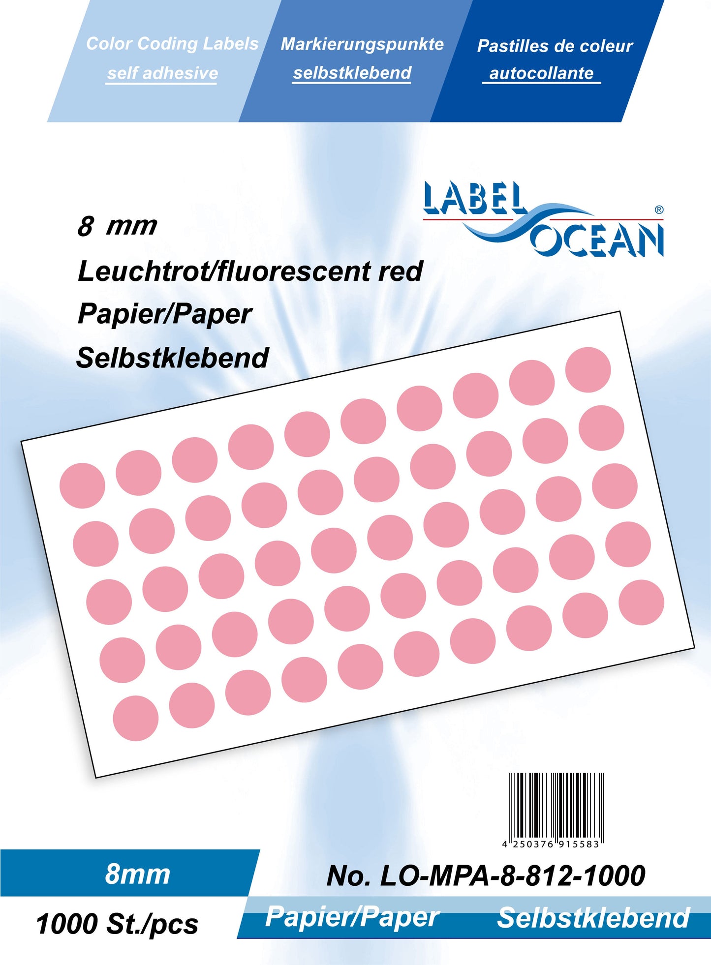 5000 Markierungspunkte 8 mm aus Papier selbstklebend auf Rolle MPA-8
