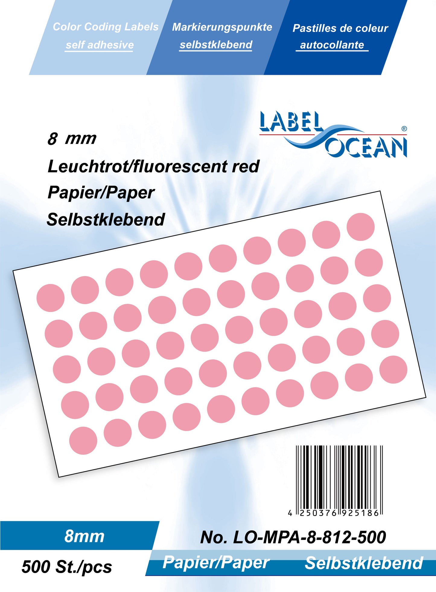 5000 Markierungspunkte 8 mm aus Papier selbstklebend auf Rolle MPA-8