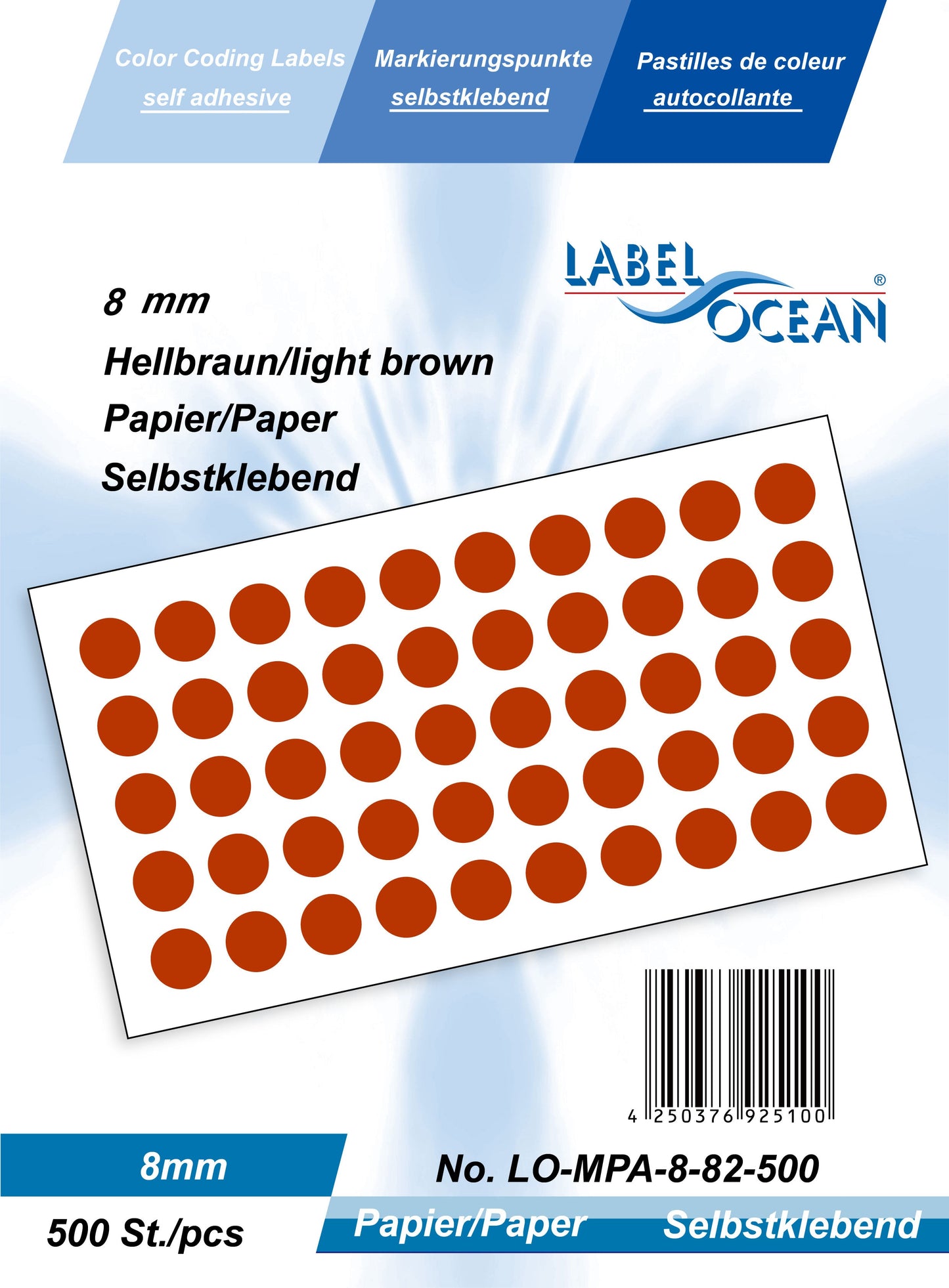 5000 Markierungspunkte 8 mm aus Papier selbstklebend auf Rolle MPA-8