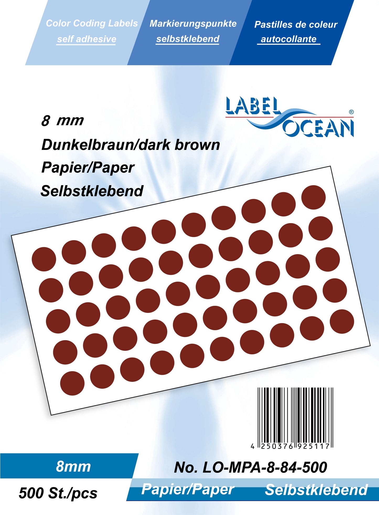 5000 Markierungspunkte 8 mm aus Papier selbstklebend auf Rolle MPA-8
