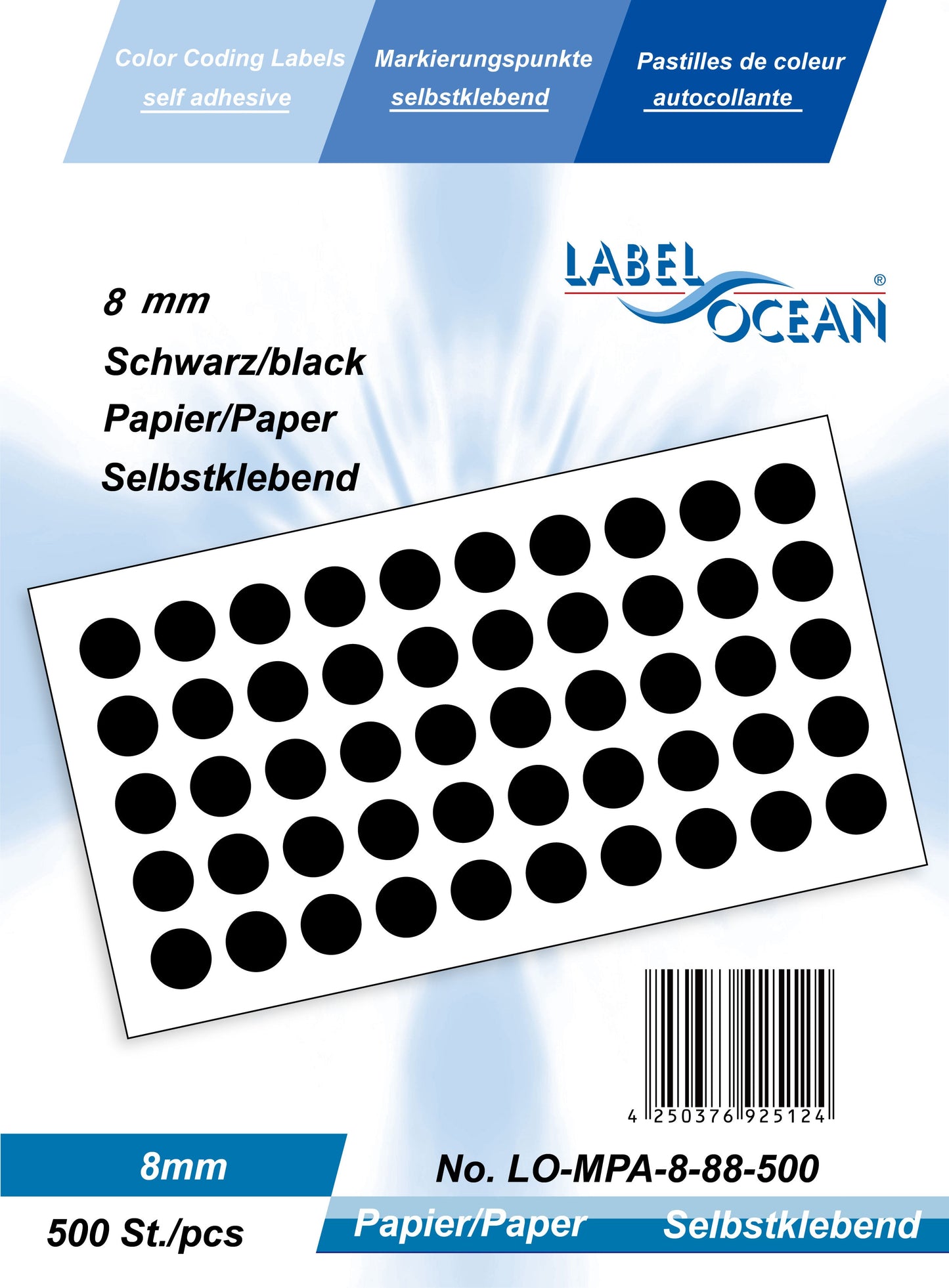 5000 Markierungspunkte 8 mm aus Papier selbstklebend auf Rolle MPA-8