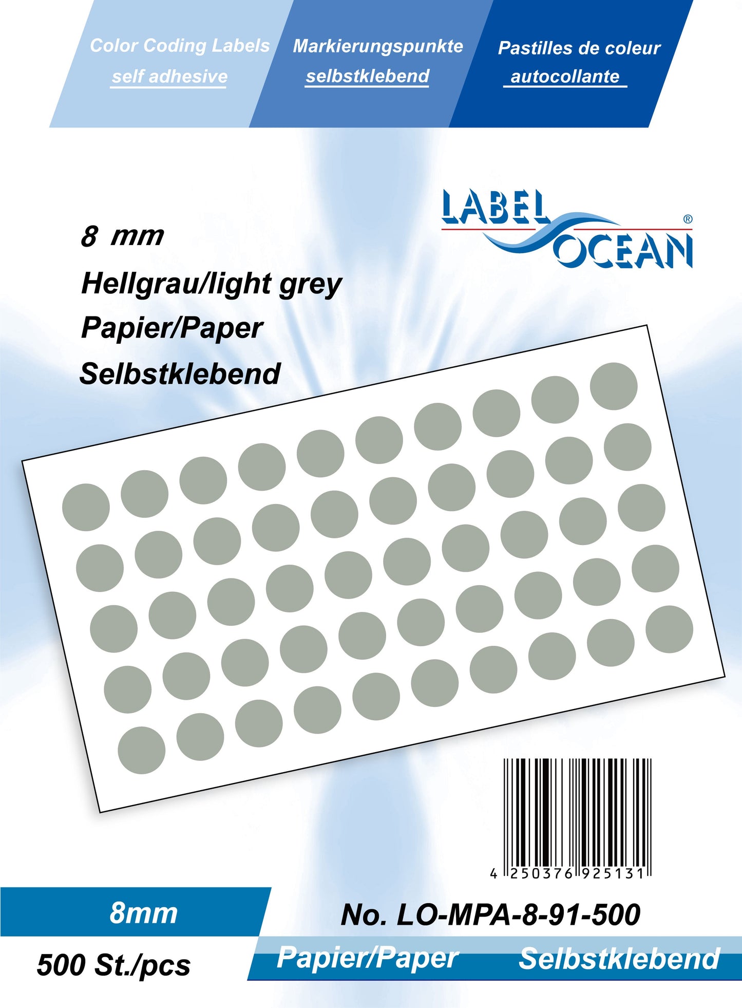 5000 Markierungspunkte 8 mm aus Papier selbstklebend auf Rolle MPA-8
