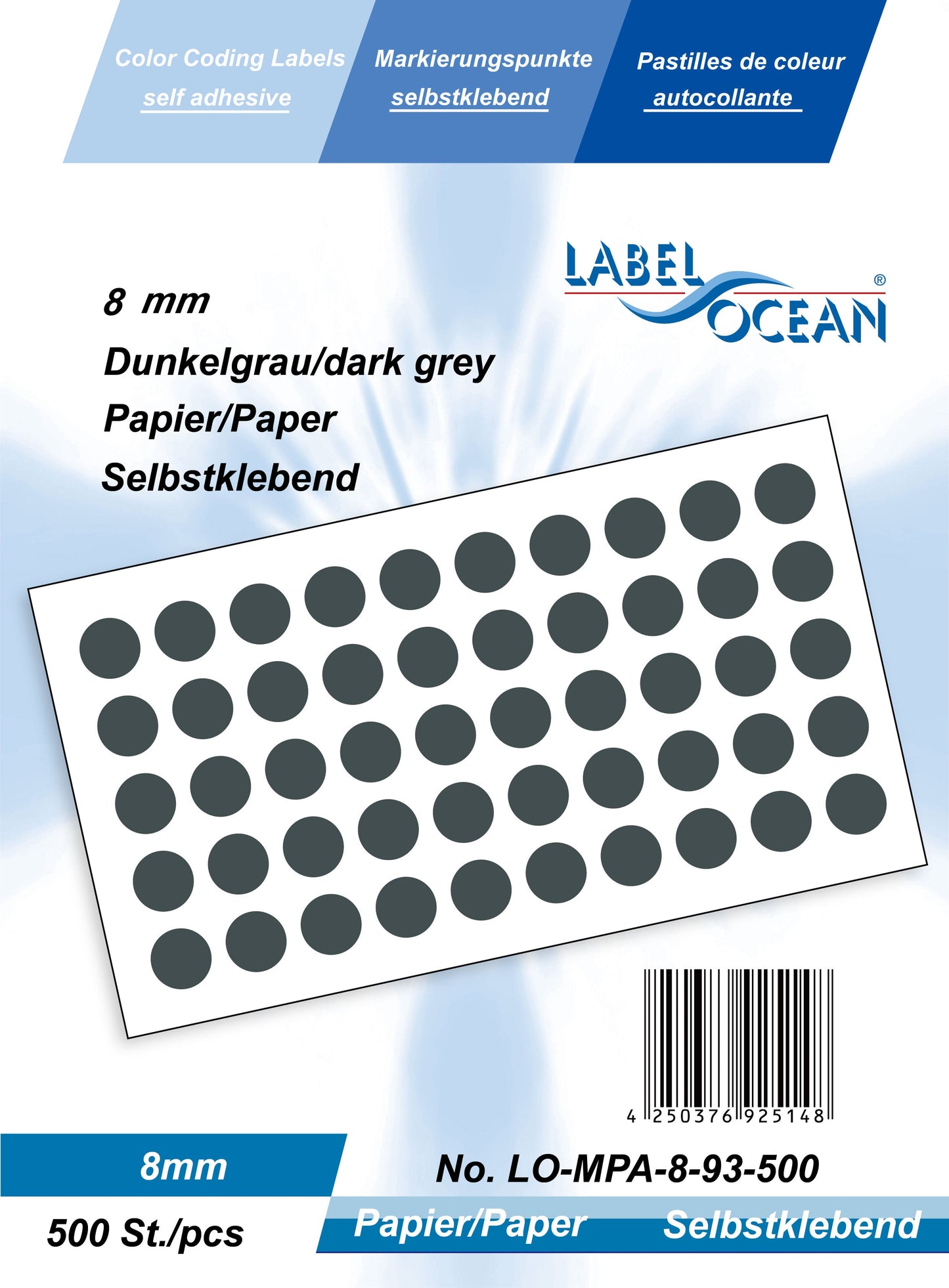 5000 Markierungspunkte 8 mm aus Papier selbstklebend auf Rolle MPA-8