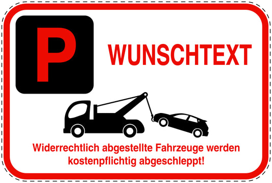 Parkplatzverbotsschilder (Parken verboten) rot als Aufkleber LO-PARKEN-10400-V-14-Wunsch