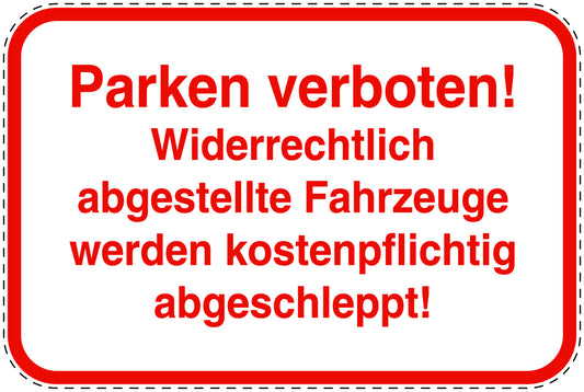 Parkplatzverbotsschilder (Parken verboten) rot als Aufkleber LO-PARKEN-11400-V-14
