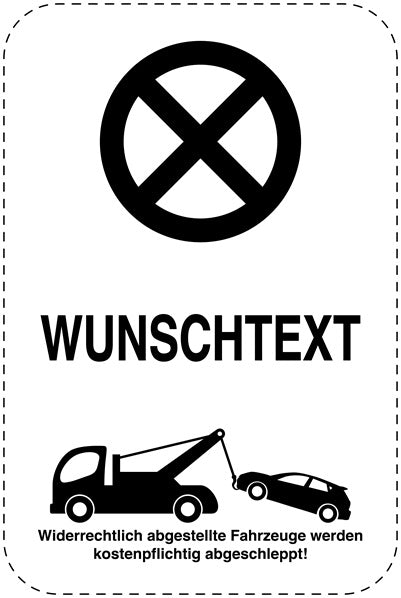 Parkplatzverbotsschilder (Parken verboten) schwarz als Aufkleber LO-PARKEN-20300-H-88-Wunsch