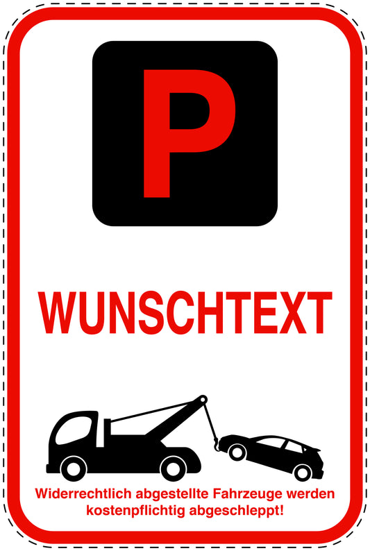 Parkplatzverbotsschilder (Parken verboten) rot als Aufkleber LO-PARKEN-20400-H-14-Wunsch