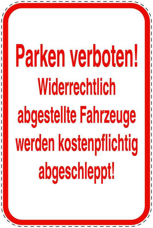 Parkplatzverbotsschilder (Parken verboten) rot als Aufkleber LO-PARKEN-21400-H-14