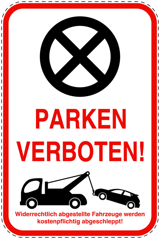 Parkplatzverbotsschilder (Parken verboten) rot als Aufkleber LO-PARKEN-23200-H-14