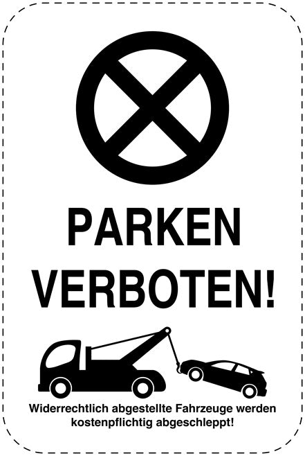 Parkplatzverbotsschilder (Parken verboten) schwarz als Aufkleber LO-PARKEN-23200-H-88
