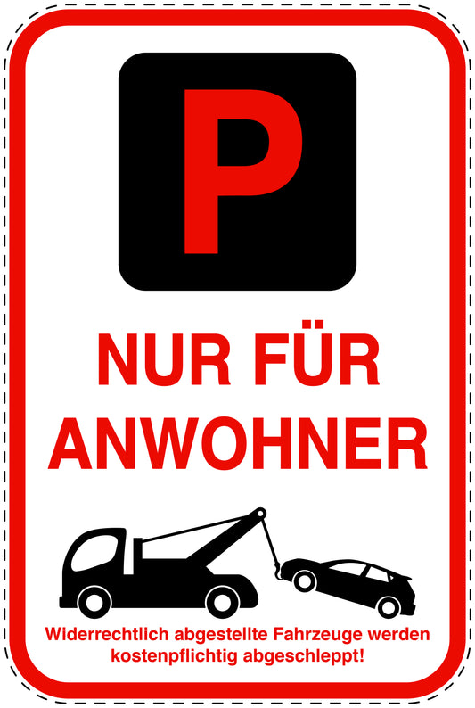 Parkplatzverbotsschilder (Parken verboten) rot als Aufkleber LO-PARKEN-23900-H-14