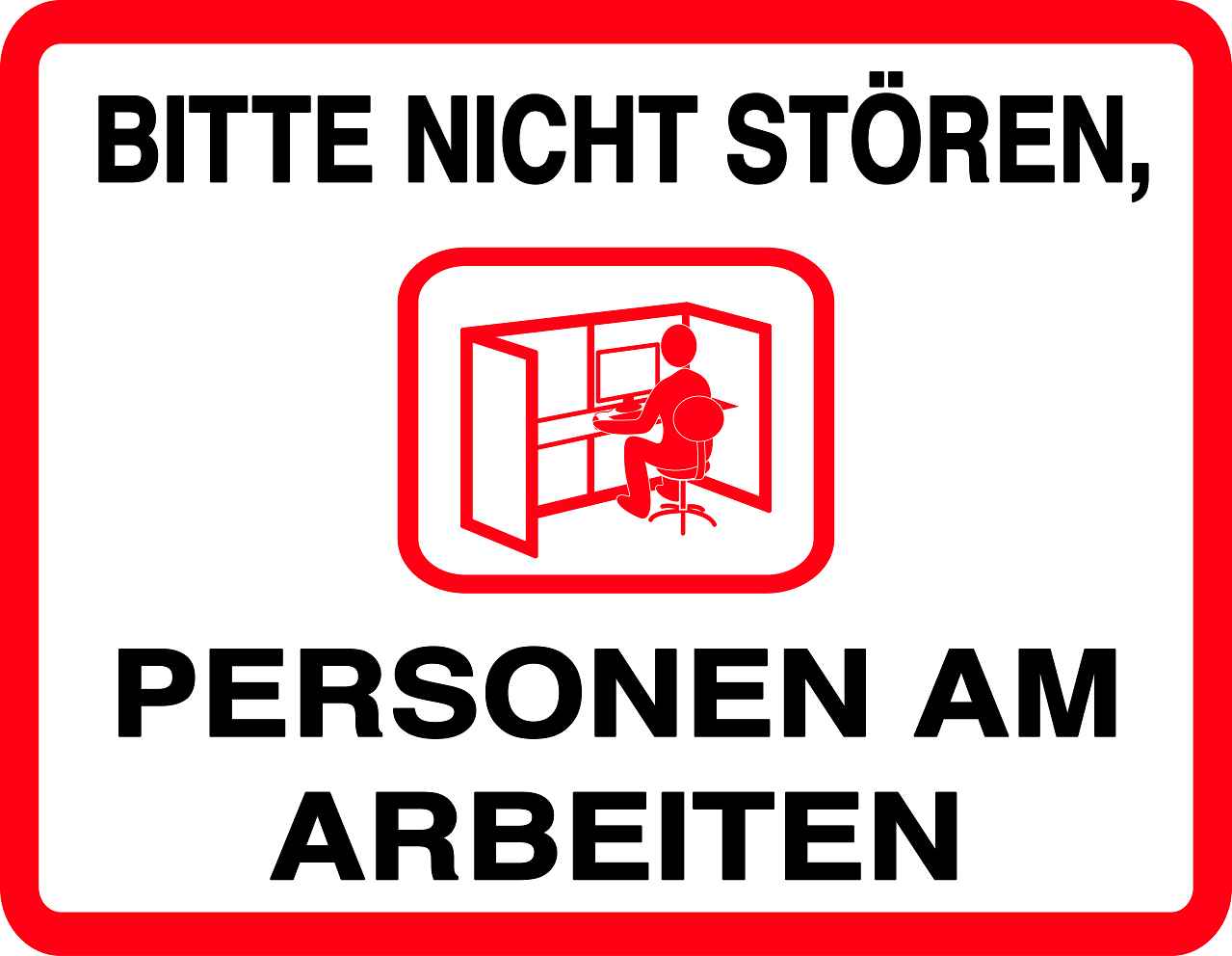 Ruhezone Aufkleber "BITTE NICHT STÖREN,PERSONEN AM ARBEITEN" 20-60cm LO-QUIETZONE-H-10000-0