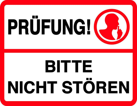 Ruhezone Aufkleber "PRÜFUNG! BITTE NICHT STÖREN" 20-60cm LO-QUIETZONE-H-10300-0