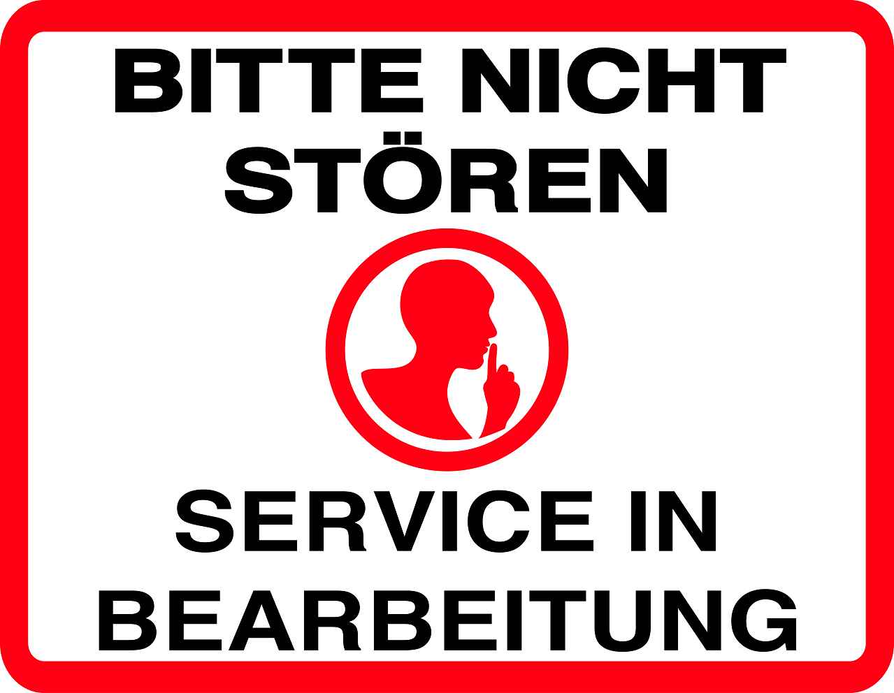 Ruhezone Aufkleber "BITTE NICHT STÖREN SERVICE IN BEARBEITUNG" 20-60cm LO-QUIETZONE-H-10500-0