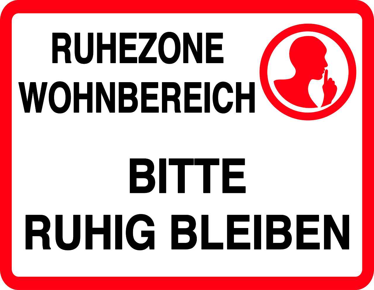 Ruhezone Aufkleber "RUHEZONE WOHNBEREICH BITTE RUHIG BLEIBEN" 20-60cm LO-QUIETZONE-H-10600-0