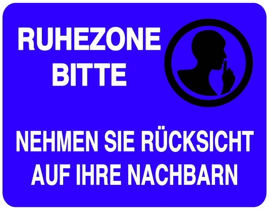 Ruhezone Aufkleber "RUHEZONE BITTE NEHMEN SIE RÜCKSICHT AUF IHRE NACHBARN" 20-60cm LO-QUIETZONE-H-10700-44