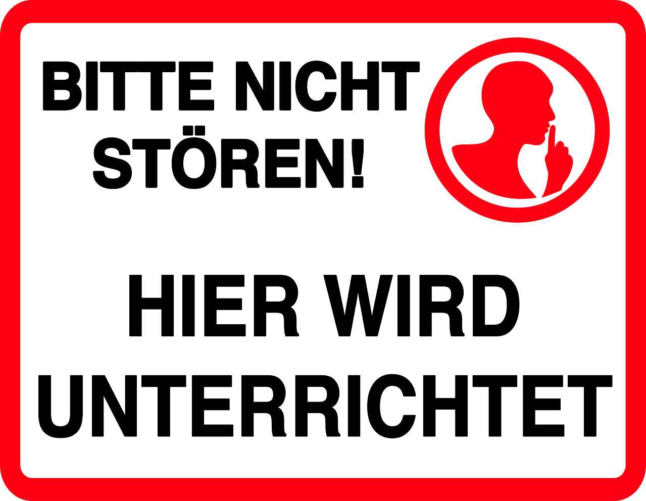Ruhezone Aufkleber "BITTE NICHT STÖREN! HIER WIRD UNTERRICHTET" 20-60cm LO-QUIETZONE-H-11000-0