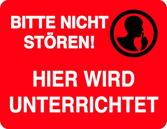 Ruhezone Aufkleber "BITTE NICHT STÖREN! HIER WIRD UNTERRICHTET" 20-60cm LO-QUIETZONE-H-11000-14