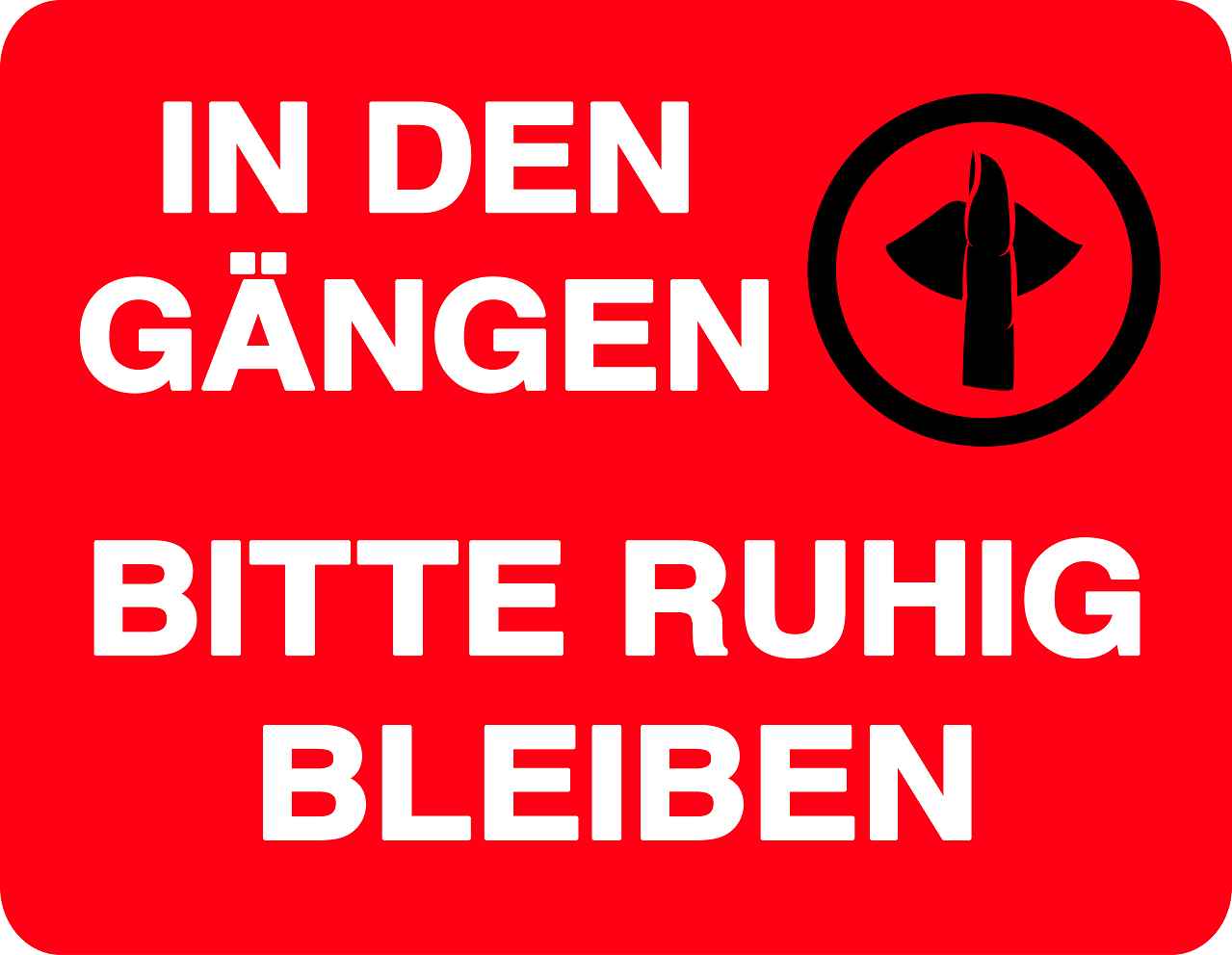 Ruhezone Aufkleber "IN DEN GÄNGEN BITTE RUHIG BLEIBEN" 20-60cm LO-QUIETZONE-H-11300-14