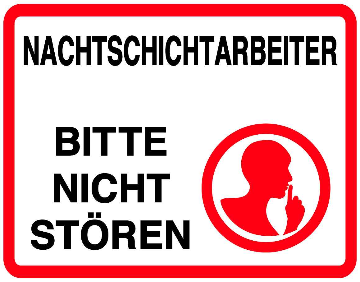 Ruhezone Aufkleber "NACHTSCHICHTARBEITER BITTE NICHT STÖREN" 20-60cm LO-QUIETZONE-H-11400-0