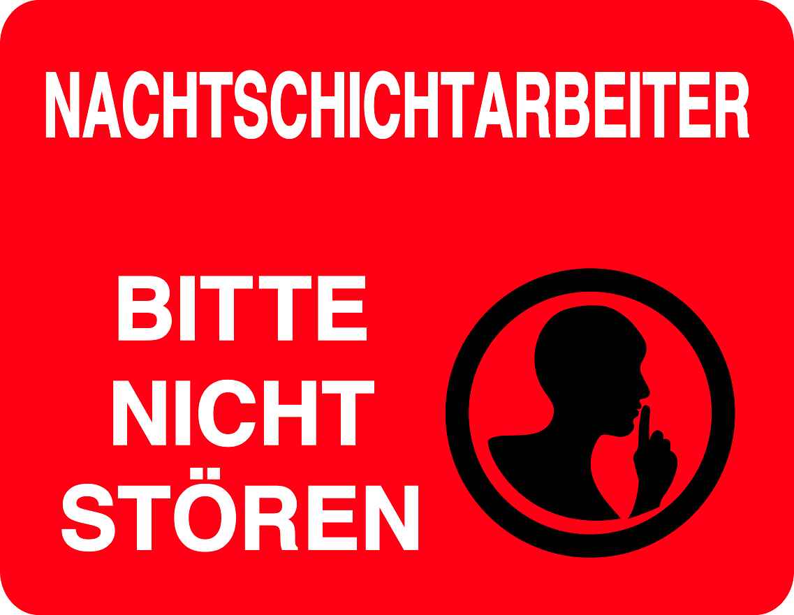 Ruhezone Aufkleber "NACHTSCHICHTARBEITR BITTE NICHT STÖREN" 20-60cm LO-QUIETZONE-H-11400-14