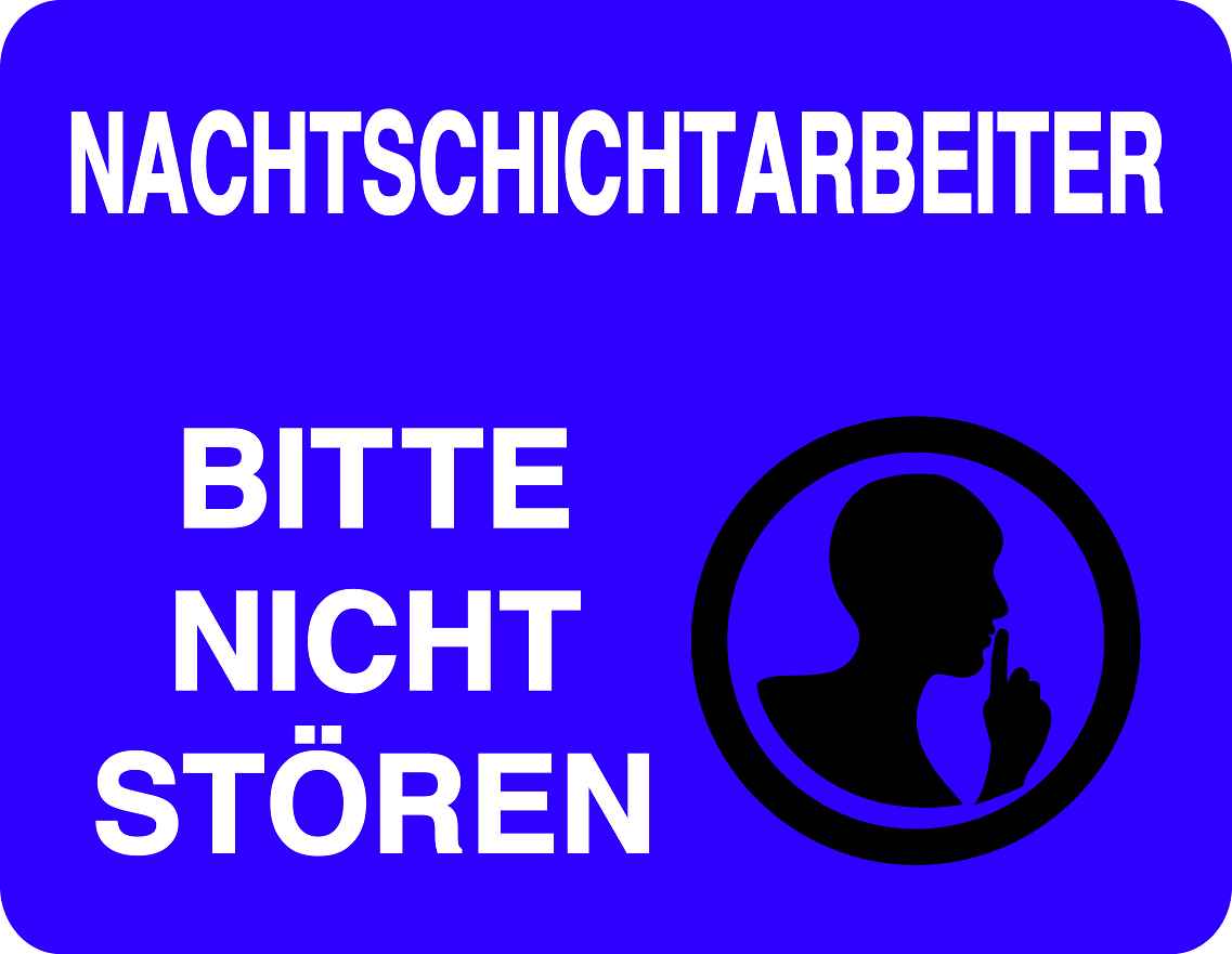 Ruhezone Aufkleber "NACHTSCHICHTARBEITER BITTE NICHT STÖREN" 20-60cm LO-QUIETZONE-H-11400-44