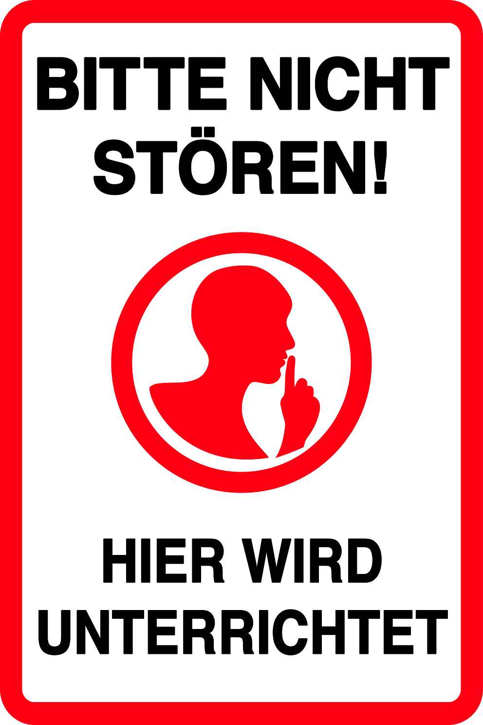 Ruhezone Aufkleber "BITTE NICHT STÖREN! HIER WIRD UNTERRICHTET" 10-40 cm LO-QUIETZONE-V-11000-0