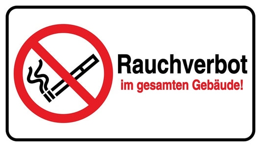 Rauchverbot Aufkleber "Rauchverbot im gesamten Gebäude" 10-60 cm LO-RAUCHVERBOT-H-10100