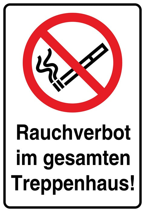 Rauchverbot Aufkleber "Rauchverbot im gesamten Treppenhaus" 10-60 cm LO-RAUCHVERBOT-V-10200