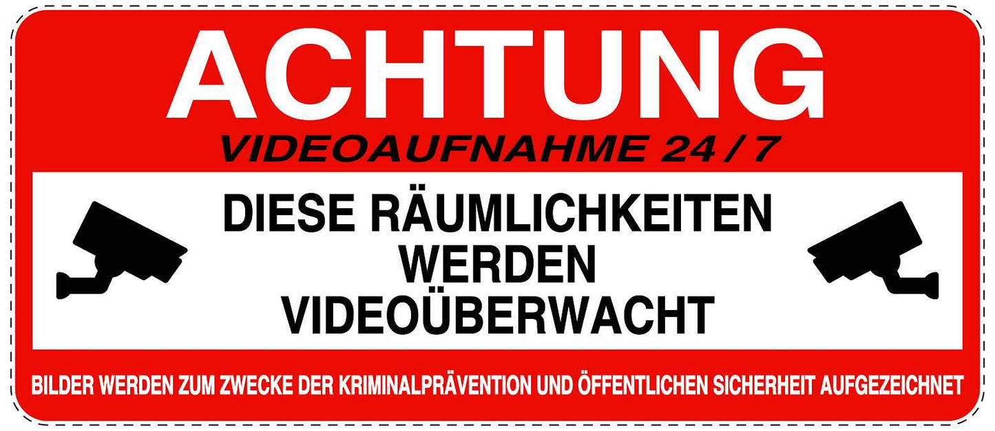 Betreten verboten - Video überwacht "Achtung Videoaufnahme 24/7" 10-40 cm LO-RESTRICT-1010