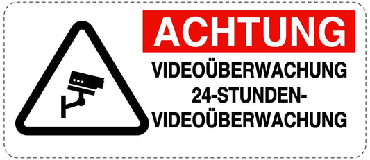 Betreten verboten - Video überwacht "Achtung Videoüberwachung 24-Stunden-Videoüberwachung" 10-40 cm LO-RESTRICT-1030