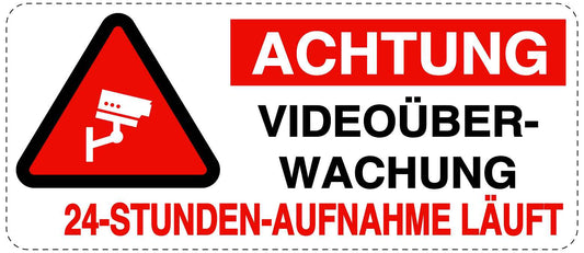 Betreten verboten - Video überwacht "Achtung Videoüberwachung 24-Stunden-Aufnahme läuft" 10-40 cm LO-RESTRICT-1040