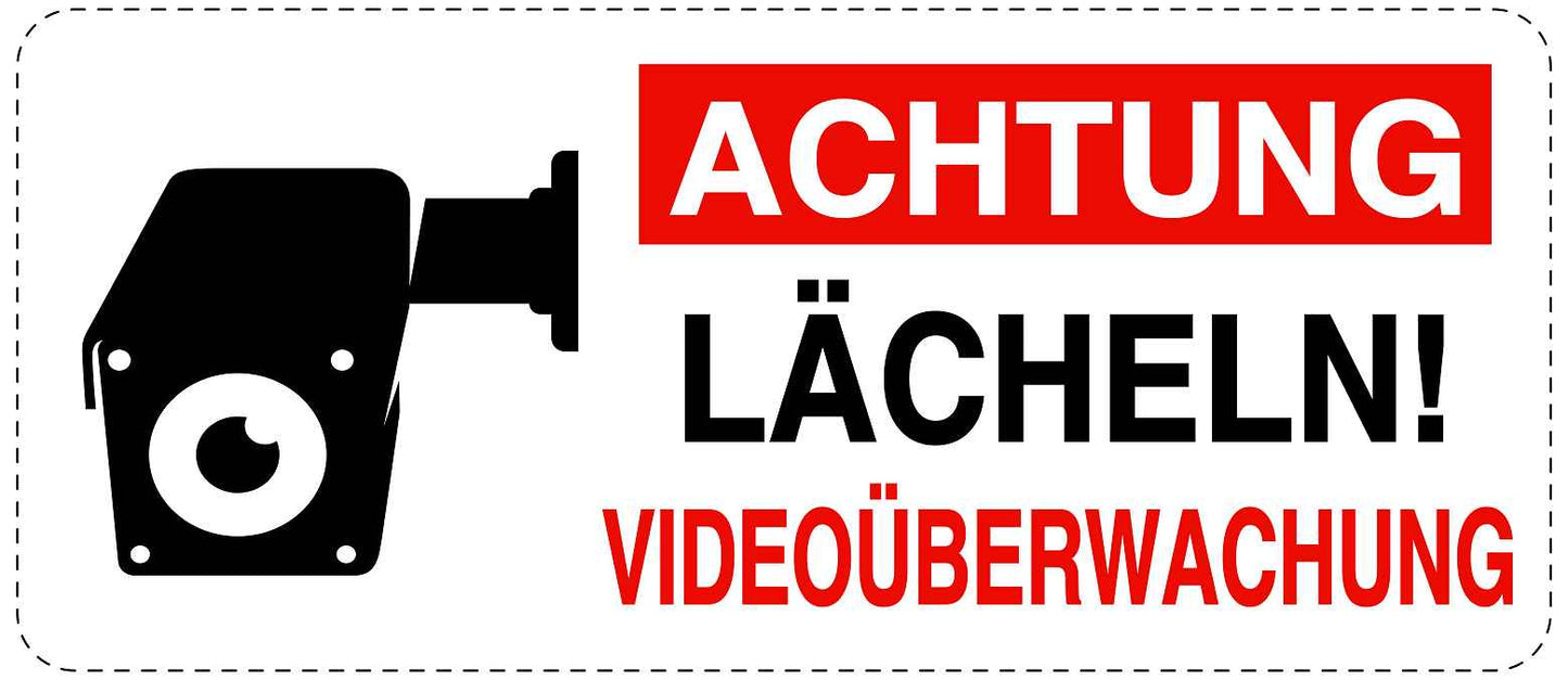 Betreten verboten - Video überwacht "Achtung Lächeln! Videoüberwachung" 10-40 cm LO-RESTRICT-1060