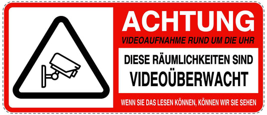 Betreten verboten - Video überwacht "Achtung Videoaufnahme rund um die Uhr" 10-40 cm LO-RESTRICT-1200